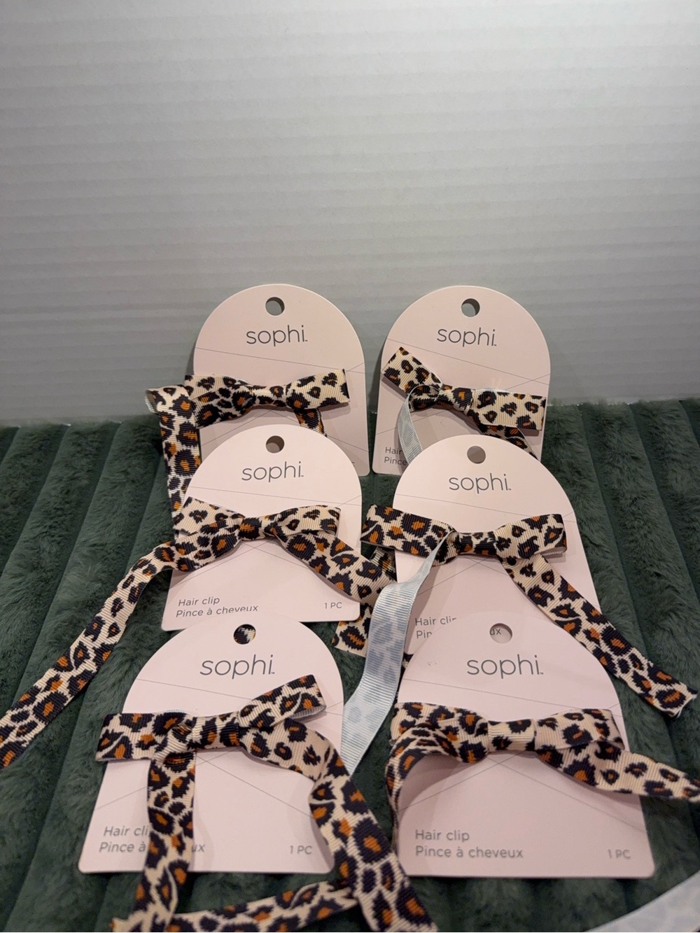 Leopard Print Hair Bow Clip - Cream & Brown